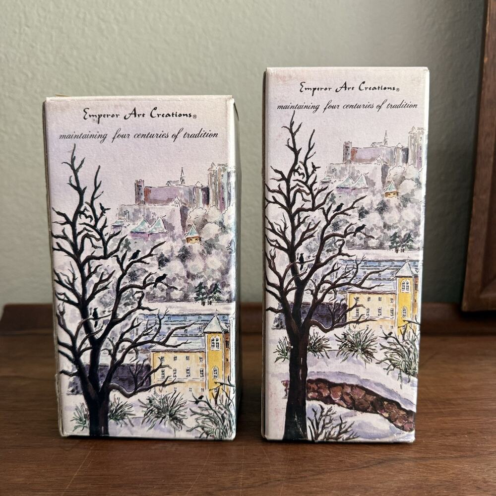 Vintage Emporer Carved Painted Pillar Candle Salzburg Skyline Austria Melted
